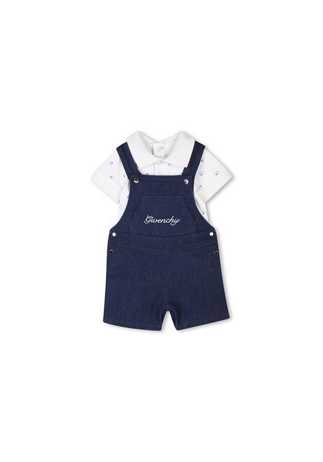 Completo Body e Salopette In Bianco e Blu GIVENCHY KIDS | H30616Z10